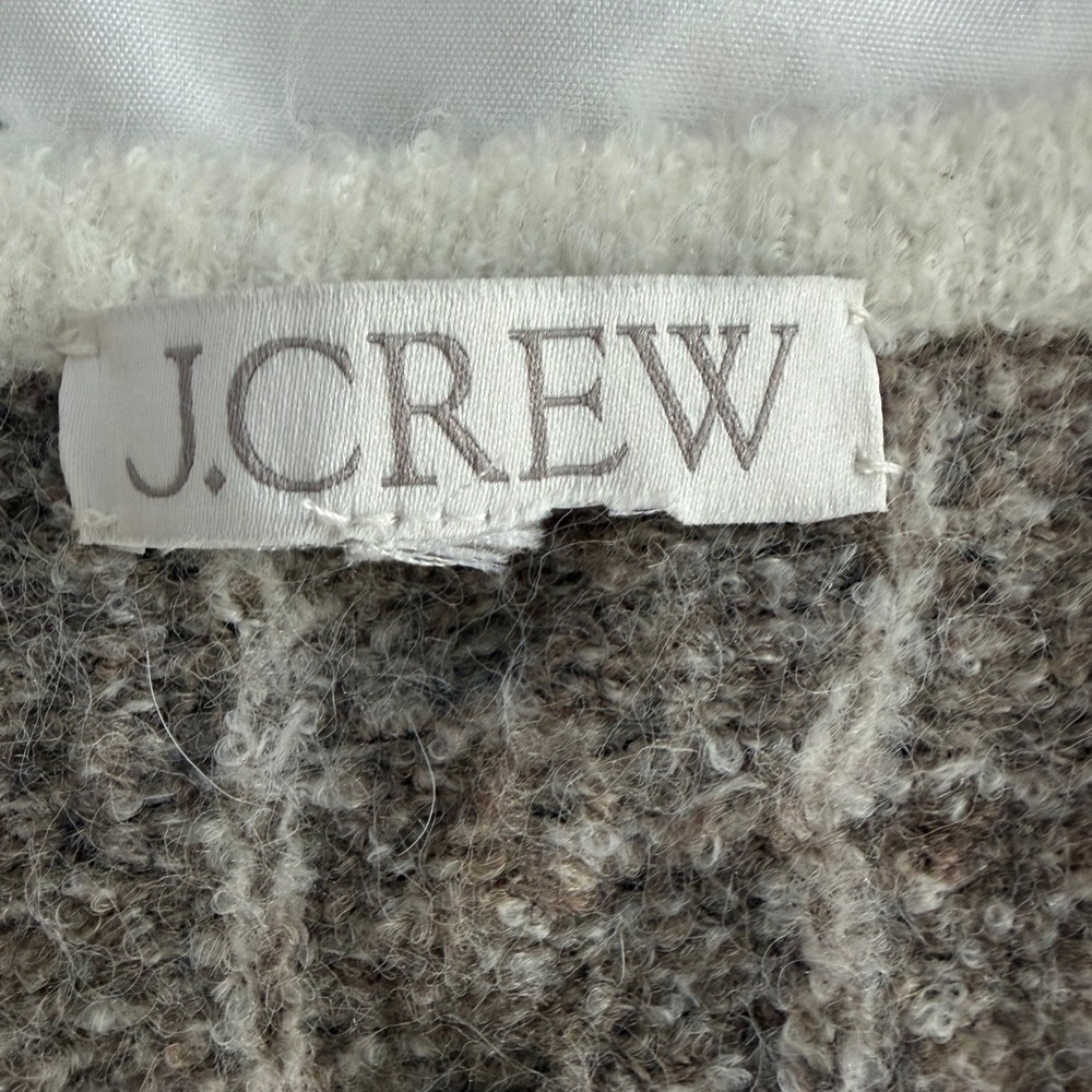 J.Crew Womens Cable Knit Cardigan Wool Blend Gold Button Oatmeal BV344 Large - Picture 3 of 6